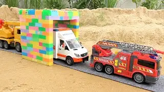 Construction Vehicles Pass Through The Magic Gate | Fire Truck Crane Truck Toy Stories | BIBO STUDIO