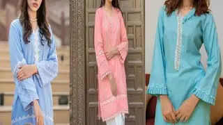 Plain suit dedigning Ideas with White Laces/Summer Special Plain Dress designs 2022|| Fashion Fame