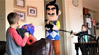 Nerf War : Hello Neighbor vs PBT Squad (Spell Book Found 2019)