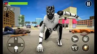 Flying Superhero Panther Robot Rescue