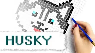 Drawing PIXEL HUSKY DOG