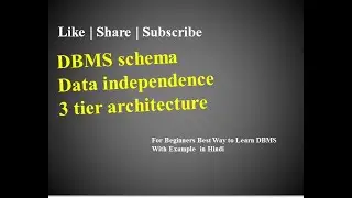 DBMS schema | Data independence | 3 tier architecture