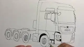 Hand-drawing MAN Truck Large transport semi-trailer Euro Truck Simulator 2