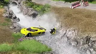 Cars vs Fast Flowing River - BeamNG.Drive