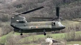 CH-47 Chinook Mountain Flying Training at Pyrenees. Spanish Army CH-47