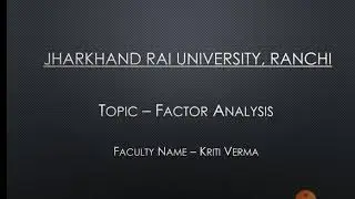 Factor Analysis - Part 1