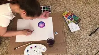 Рисунок акварелью Кит