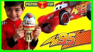 Evan unboxing a giant Disney Cars Lightning McQueen Race Track!
