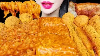 6시간 수면유도 먹방 ASMR CHEESY CARBO FIRE NOODLE, CHICKEN, CHEESE BALL 까르보불닭 뿌링클 치킨 치즈볼 EATING SOUNDS