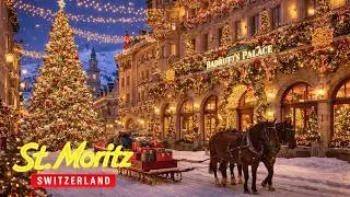 ST. MORITZ 🇨🇭❄️ The Most LUXURIOUS Christmas in Switzerland? St. Moritz Walk Tour 🎄 4K