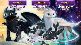 Toothless, Light Fury, and Night Lights Max Level 150 Alpha/Titan Mode | Dragons: Rise of Berk