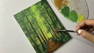 Forest pathway painting/ easy acrylic painting for beginners/#57 