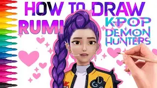 How to Draw Rumi from K-Pop Demon Hunters | Easy Drawing Tutorial for Kids (Ages 3–12)