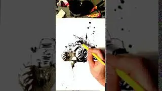 Ink cola pen Mad Max car drawing process.