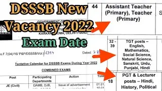 DSSSB New Vacancy 2022 Exam date 🔥😇 