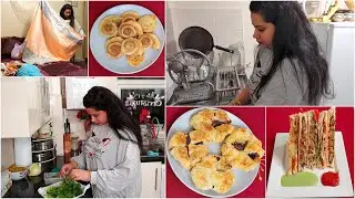 INDIAN HOUSEWIFE's BUSY NIGHT ROUTINE 2021 | 4 Types of Quick Sandwich | Cinnamon & Chocolate Puffs