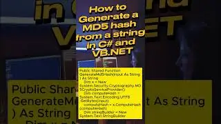 How to generate a MD5 hash from a string in C# and VB.NET #shorts