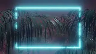 4K Abstract Red Neon Lights Glowing Rectangle Frame Palms Retrowave VJLoop Background Live Wallpaper