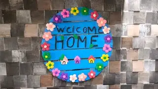 DIY Welcome Board Design Door Hanger Easy Card Board Craft