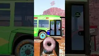 Chained Articulated bus vs Spinning Donut #shorts #beamng #beamngdrive #beamngcrashes #bus