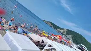 Пляж Лермонтово с высоты.Черное море.