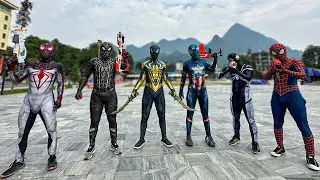 What If 6 SPIDER-MAN in 1 HOUSE ??? || Hey All SuperHero , Go To Trainning Nerf Gun !!