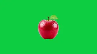 Fresh Red Apple Covered in Water Drops Animation | Green Screen