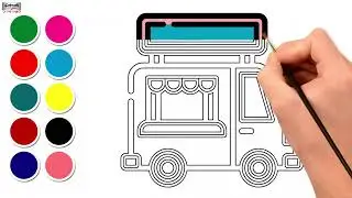 How To Draw And Color Food Truck | Drawing And Coloring Tutorial 