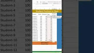 Excel - Student Position in Class Subject using RANK formula #excelformula #rank #exceltips #excel