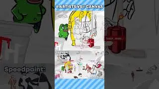 a bunch of artists draw on the same canvas