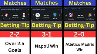 Match Predictions: Bournemouth vs Fulham vs Napoli vs Empoli vs Atlético Madrid vs Real Valladolid