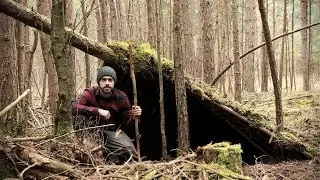 Primitive Survival Shelter Build with Bare Hands - No Tools Needed