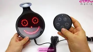 LED car sign with smile on a rear window with a diameter of 16,6 cm (www.cool-mania.com)