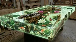 How I Built Epoxy Wood Table Koi Fish 3D // The Complete Process From Start To Finish