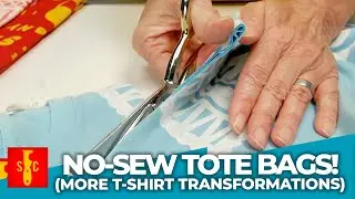 Making no-sew market bags from old t-shirts