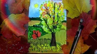 Рисуем осенний пейзаж!Как нарисовать осень🍁