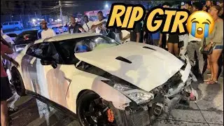 RARE NISSAN GTR R35 NISMO LOST CONTROL LEAVING CAR MEET!💔