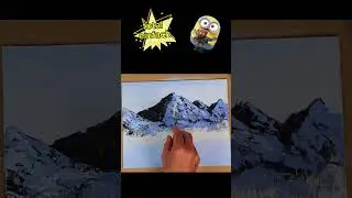 Zauberhaftes Bergpanorama im Bob Ross Stil 🎨🖌️ #shorts #acrylmalen #anfänger #tutorial