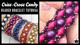 Criss Cross Candy | Beaded Bracelet Pattern | Gem/ DiamonDuo