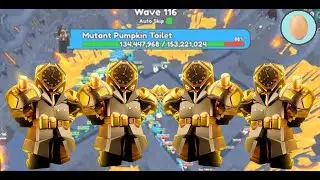 Auto Skip to Wave 116 with Golden Future Large Clockman #toilettowerdefense #roblox #skibiditoilet