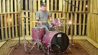 DW Collector's Natural Hard Satin Over Purple Heart Drum Set - 22, 12, 16