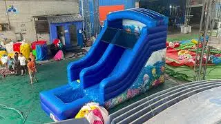 Deep Blue Ocean Themed Triple Lane Inflatable Water Slide 🌊 | Underwater Racing Adventure!