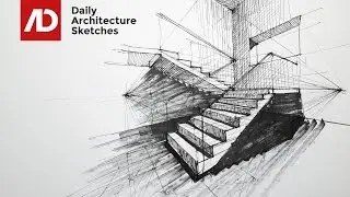 How to Draw Stairs in Two-Point Perspective | Daily Architecture Sketches #21