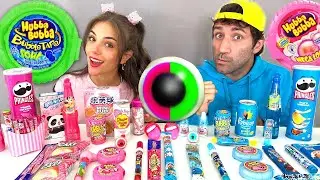 Pink Food VS Green Food Challenge 핑크 그린 음식 챌린지 ASMR MUKBANG for Superheroes by BIBABU CANDY