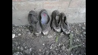Two pairs of Bensimon plimsolls ( canvas sneakers )  get trashed in some mud