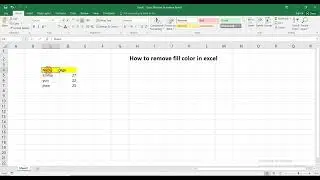 How to remove fill color in excel