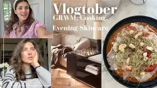 GRWM, Chatting, Manicure, Cooking and Evening Skincare Routine Daily Vlog I Vlogtober 4 #vlogtober