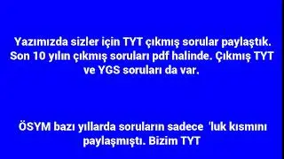 TYT Çıkmış Sorular PDF (Son 10 Yılın)