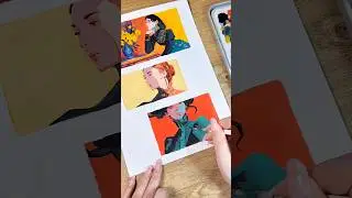 Painting gouache portraits with contrasting colors 🎨 #painting #art #gouachepainting