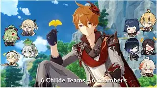 6 Childe Teams - 6 Chambers | Spiral Abyss Floor 12 | Genshin Impact